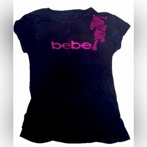 Bebe Swarovski Crystal Spell Out top  Missing Size Tag, Fits Like SZ.M See Pics